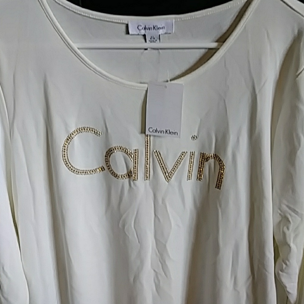 Calvin Klein 3/4 breathable knit top NEW